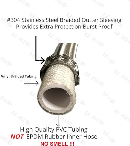 EZ-Fluid (1) 12" Water Supply Line,12" Fip x 38" Comp LF,Brass Nuts,Universal Stainless Steel Braided Faucet Water Supply Line Connector,Water Supply Hose Connector Lines For Kitchen,Bathroom