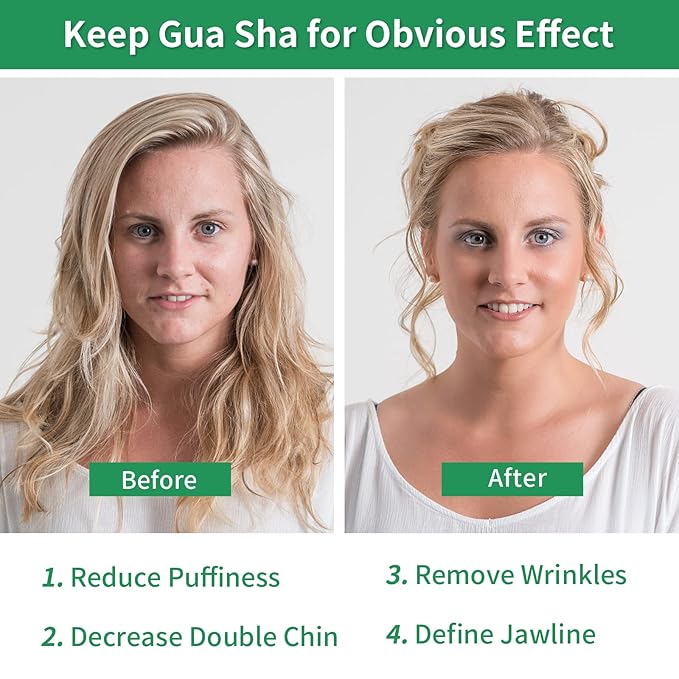 Gua Sha Facial Tools, Natural Jade Guasha Tool for Face,Double Chin  Jawline, Jade Gua Sha Stone Self-Skin Care Face Stone Gua Sha tools for Women Guasha Stone, Dark Green