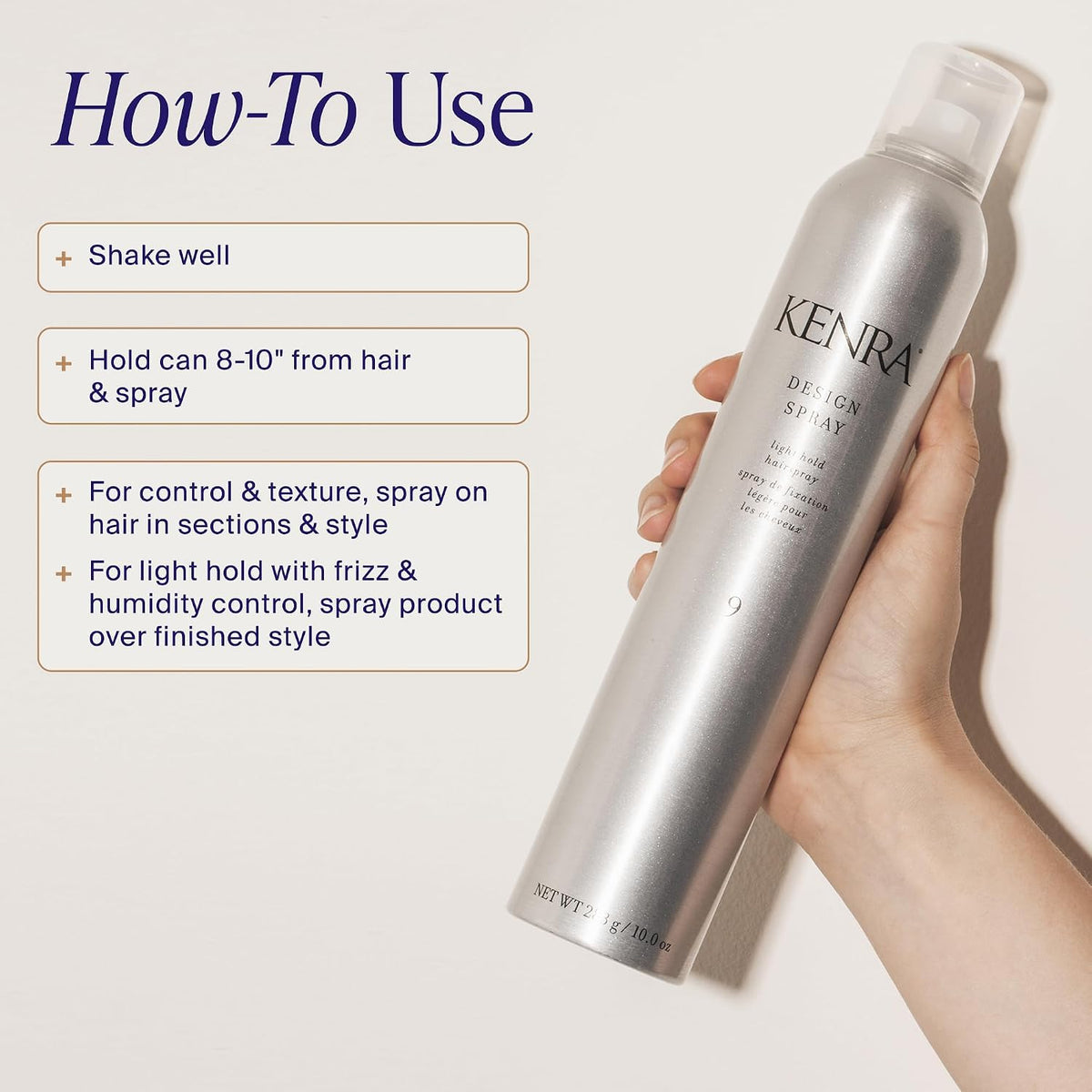 Kenra Design Spray 9 | Light Hold Hairspray | Tames Frizz & Flyaways | Lightweight, Brushable Formula | All Hair Types