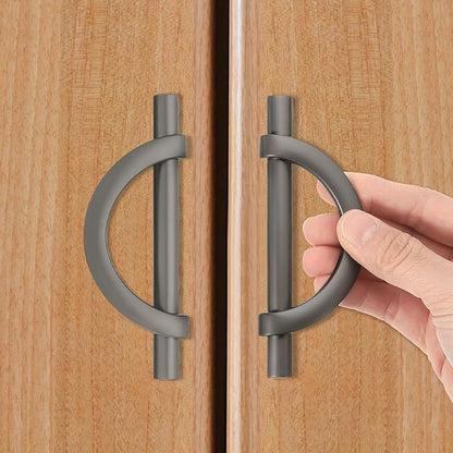 uxcell 1 Pcs 3.78 Inch Kitchen Cabinet Handles, Half Moon Drawer Pulls Cabinet Pull Sliding Door Pull with Screw, Black/Gold