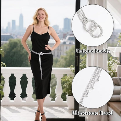 Heliltd Rhinestone Chain Belt with Adjustable Crystal Waistband for Dress  Jeans