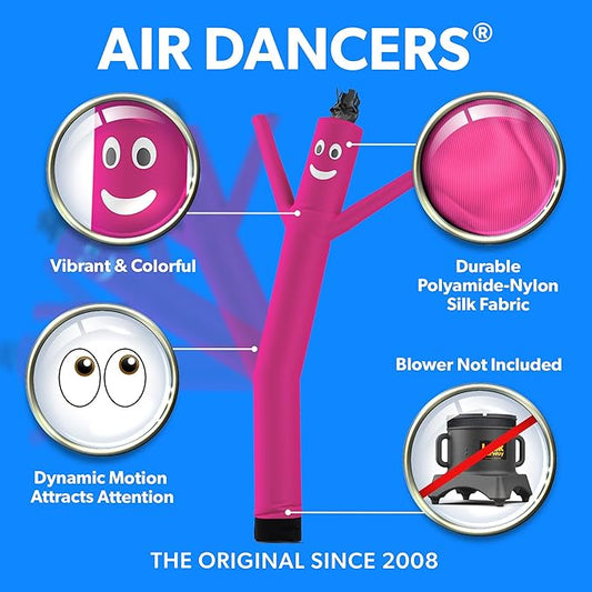 LookOurWay Air Dancers Inflatable Tube Man Attachment - 10 Feet Tall Wacky Waving Inflatable Dancing Tube Guy for Business Promotion - Blower Not Included - Pink
