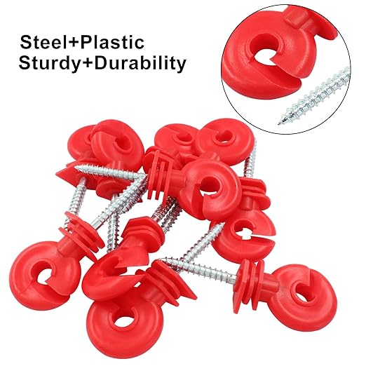 10Pcs Red Electric Fence Insulator, 91mm3.58 inch Screw-in Electric Fence Insulator Tool for Ranch Agricultural Fencing