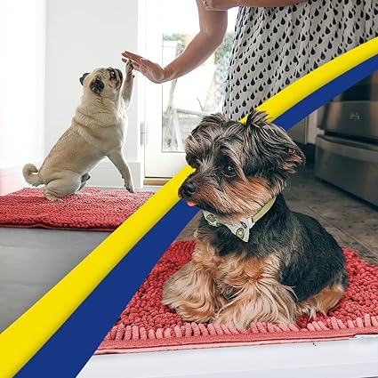 Muddy Mat Shown ON TV Highly Absorbent Microfiber Door Mat and Pet Rug Non Slip Thick Washable Area and Bath Mat Soft Chenille for Kitchen Bathroom Bedroom Indoor and Outdoor - Red Small 28"X18"