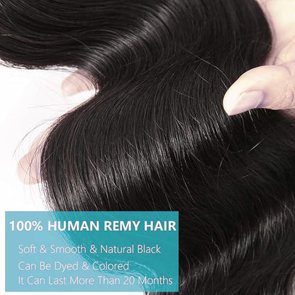 Cirvty 20 Inch Body Wave Bundle Human Hair 1 Bundles Body Wave Bundles 100 Unprocessed Brazilian Virgin Hair Bundles Double Weft Weave Bundles Human Hair Natural Black Color