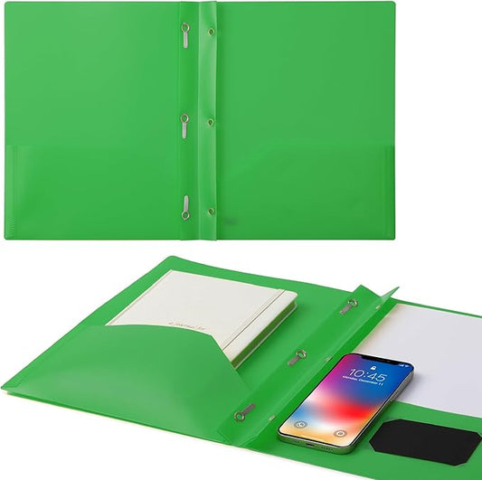 Mr. Pen- Plastic Folders with Pockets and Prongs, 5 Pack, Green, Pocket Folders, Folders with Prongs, File Folders with Fasteners, 2 Pocket Folder, Folder with Pockets, Two Pocket Folder
