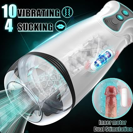 Automatic Sucking Male Masturbator,3 in 1 Male Stroker with 10 Vibration  4 Suction  One-Click Climax, Hands Free Penis Pump with 3D Textured, Blowjob Toy Mens Adult Sex Toys for Men