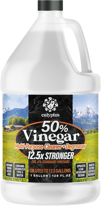 Calyptus 50 Pure Concentrated Vinegar  Maximum-Performance (12.5X) Power  Technical Grade  Dilutes Easily to 5 Acidity (1.5 Cups per Gallon)  Home and Outdoor Cleaning Concentrate  1 Gallon