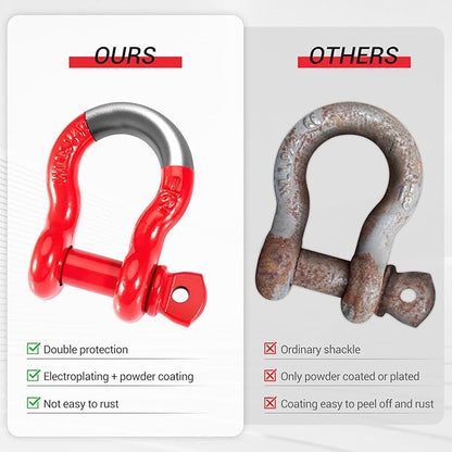 1/2" D Ring Shackles Forged Carbon Steel with Screw Pin WLL 2 Tons 4,000 Lbs, Heavy Duty D Ring Buckle for Towing, Rigging and Vehicle Recovery (10 Pack)