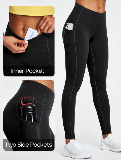 Heathyoga Leggings with Pockets for Women Tummy Control High Waisted Yoga Pants with Pockets for Women Compression Leggings.