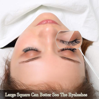 2 Pieces Lash Mirror for Eyelash Extensions Large Square Stainless Steel Eyelash Mirror Lash Tools(White)