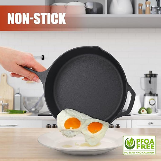 Z GRILLS Cast Iron Skillets, Pre-Seasoned Cast Iron Frying Pan for Cooking  Grill, Stovetop, Camping Firepit, Induction, Oven Safe Cookware, 10 Inch