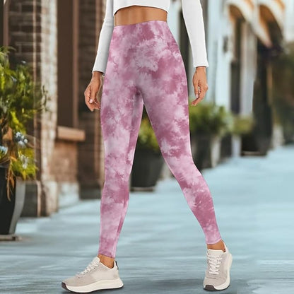 Leggings with Pockets for Women Tummy Control Workout Pants Tie Dye Leggings High Waisted Yoga Pant Gym Trousers