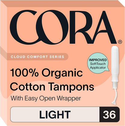 Cora Organic Cotton Tampons (36 Light Tampons)
