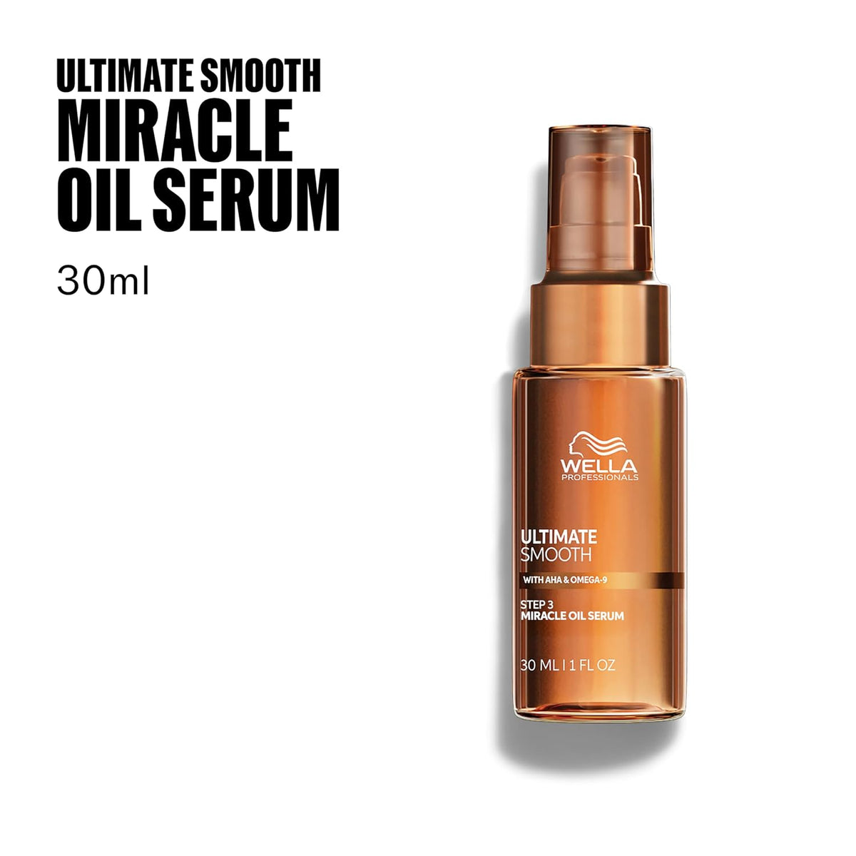 Wella Professionals Ultimate Smooth Miracle Oil Serum, Squalane & Omega 9 | For dry, dull hair, nourishes in 30 seconds, Protects from UV and heat up to 450°F, 96-hour frizz control, silky finish.