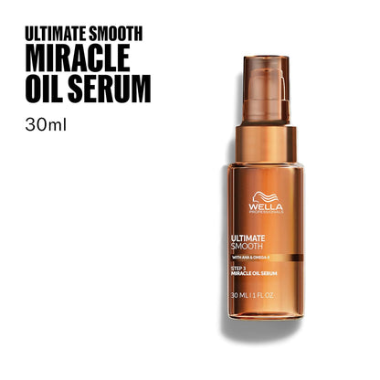 Wella Professionals Ultimate Smooth Miracle Oil Serum, Squalane & Omega 9 | For dry, dull hair, nourishes in 30 seconds, Protects from UV and heat up to 450°F, 96-hour frizz control, silky finish.