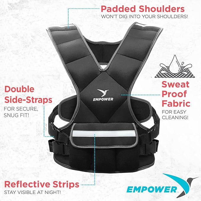 Empower Weighted Walking Vest for Women – Strengthen Muscles, Boost Bone Health, and Burn More Calories (fixed 8lbs, adjustable to 10-16lbs)