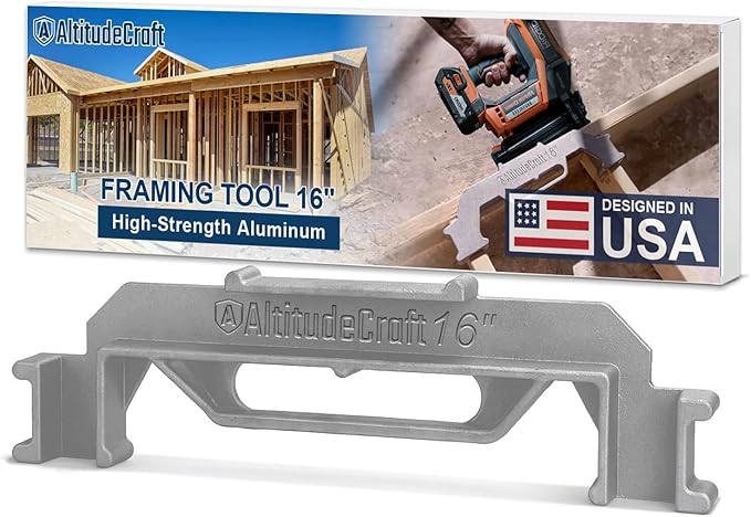 Framing Tools - 16 Framing Stud Layout Tool, Stud Framing Jig for 16 Inch On-Center Precision Wall Stud Framing Measurement (1-Piece)