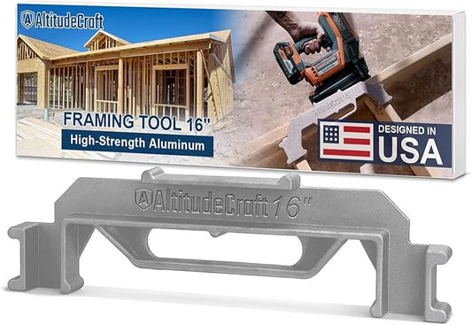 Framing Tools - 16 Framing Stud Layout Tool, Stud Framing Jig for 16 Inch On-Center Precision Wall Stud Framing Measurement (1-Piece)