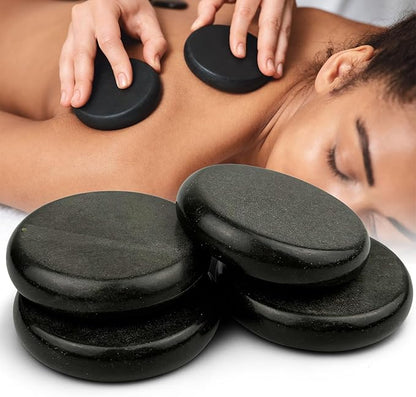 Massage Stones 4-Piece Set - Large Round Hot Stones Massage Kit for Back, Arms, Legs - 3.15"