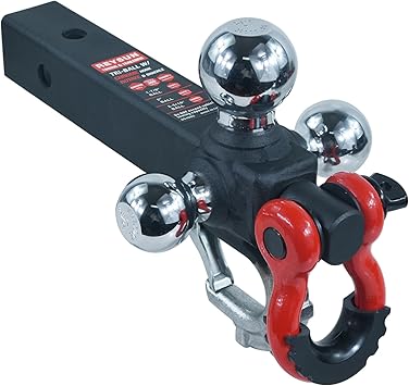 Trailer Hitch Tri-Ball Hitch with Rotatoble Tow Shackle and Tow Hook, fits for 2-inch Receiver, Chrome Trailer Ball...