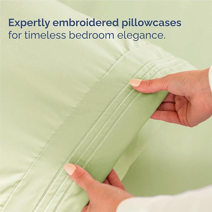 Twin XL Size 3 Piece Sheet Set - Comfy Breathable  Cooling Bed Sheets Set - Hotel Luxury Bedding for Women, Men, Kids  Teens - Deep Pockets, Easy-Fit and Wrinkle Free - Oeko-Tex - Light Sage Green