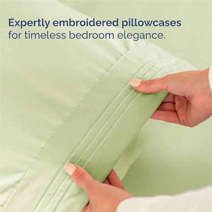 Twin XL Size 3 Piece Sheet Set - Comfy Breathable  Cooling Bed Sheets Set - Hotel Luxury Bedding for Women, Men, Kids  Teens - Deep Pockets, Easy-Fit and Wrinkle Free - Oeko-Tex - Light Sage Green