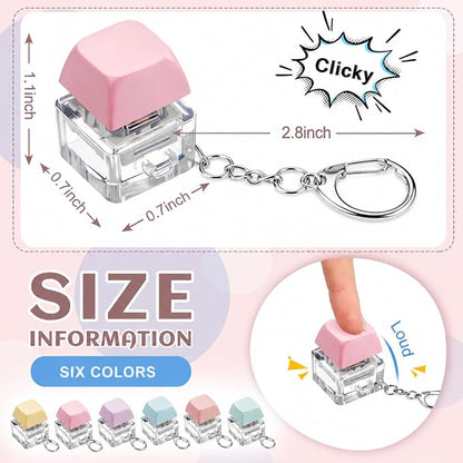 6 Pcs Keyboard Fidget Toys Keyboard Clicker Fidget Keychain Decompression Button Finger Clicker Toys Button Stress Relief Gifts for Relieving Stress (Macaron,Classic)