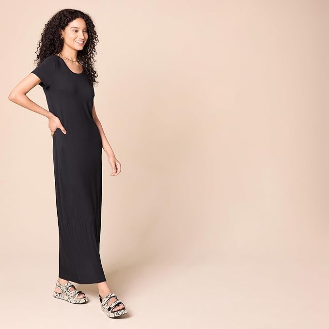 Essentials Women's Short-Sleeve Maxi Dress, Flowy