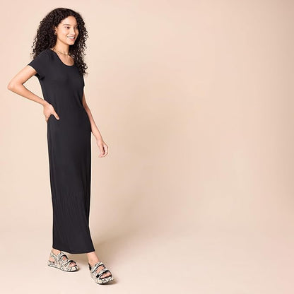 Essentials Women's Short-Sleeve Maxi Dress, Flowy