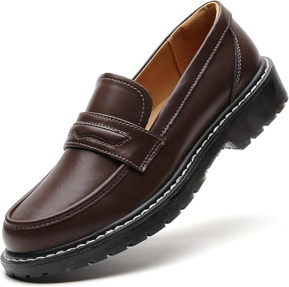 XMM Black Loafers for Women Chunky Loafer Shoes Penny Loafers Flats Lug Sole Lightweight Slip On Ladies Shoes Business Casual Dressy Comfortable Office Shoes