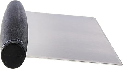 Basics Multi-Purpose Stainless Steel ScraperChopper with Contoured Grip, 6.1 inch, Black, Silver