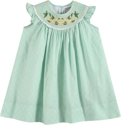 Size 18-24 Mos. Lil cactus Girls Baby and Toddler Smocked Bishop Dress -Bunny Embroidered Cotton Dress, Spring Summer Boutique Outfit