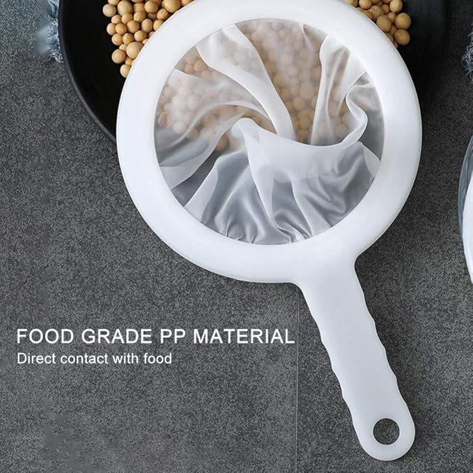 Kitchen Ultra-Fine Nylon Mesh Strainer I Plastic Sieve Fine Mesh Filter Spoon For Soy Milk Coffee Milk Yogurt Juice Kefir Honey Wine coladores de cocina (100 Mesh)