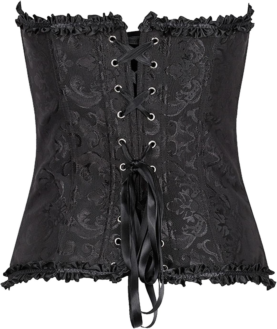Women's Plus Size Gothic Corset Tops Renaissance Lace Up Bustier Overbust Body Shaper Steampunk Corsets with Thongs