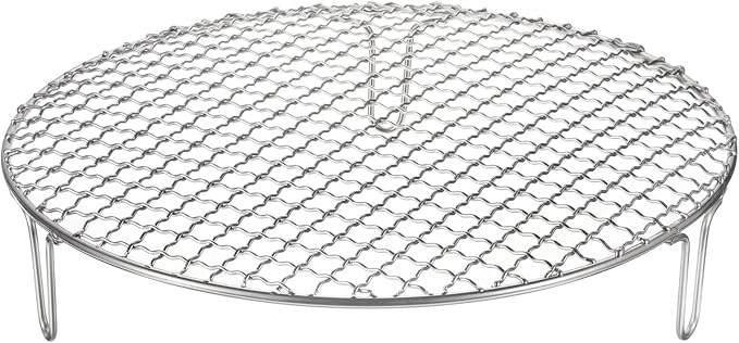 HARFINGTON Round Cooking Rack 11-inch Stainless Steel Cross Wire Barbecue Grill Net with 50mm Legs for Cooking Baking Steaming BBQ
