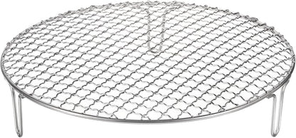HARFINGTON Round Cooking Rack 11-inch Stainless Steel Cross Wire Barbecue Grill Net with 50mm Legs for Cooking Baking Steaming BBQ