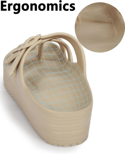 Weweya Womens Sandal with Arch Support - Adjustable Buckle Straps Beach Slides - Summer Lightweight Flip Flops Sandals