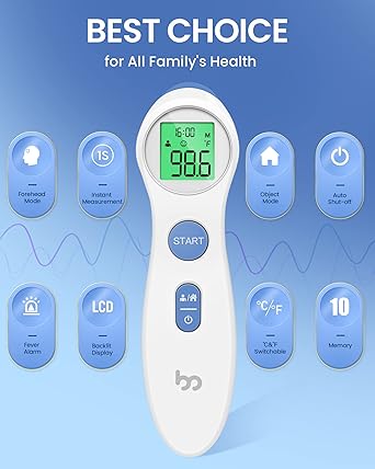 Forehead Thermometer for Adults and Kids, Digital Touchless Thermometer for Baby, Infants and Toddlers, 3 Color Fever Alarm, FSA HSA Eligible,1s Fast Accurate Reading, Non Contact
