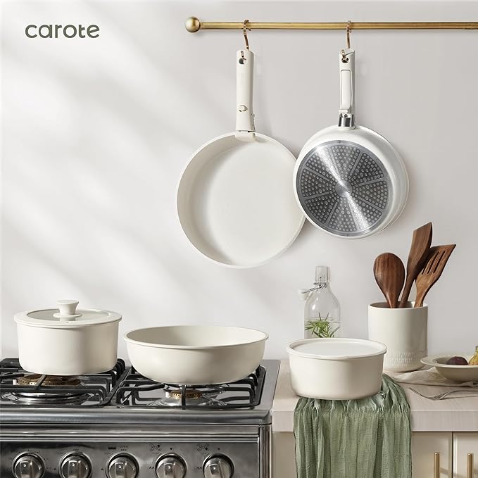 CAROTE Removable Handle, Handle for Detachable Removable Cookware,Universal Pot Handle,Suitable for All Cookware, Cream