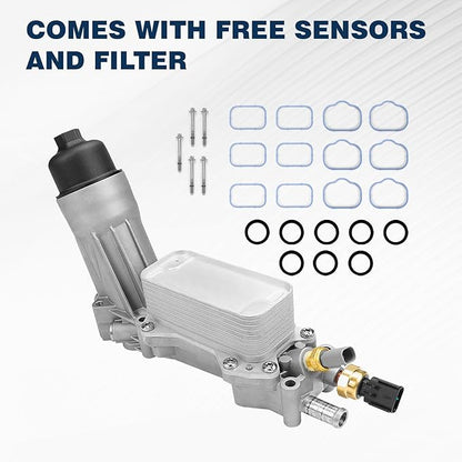 Aluminum Engine Oil Filter Housing For 2011-2016 Chrysler 200 300 Dodge Charger Challenger Journey Caravan Durango Avenger, Wrangler, Ram ProMaster 3.6L