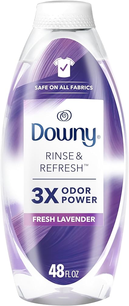 Downy RINSE  REFRESH Laundry Odor Remover and Fabric Softener, Fresh Lavender, 48 fl oz, Safe on ALL Fabrics, Gentle on Skin, HE Compatible