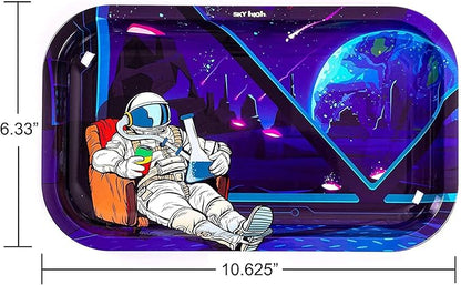 SKY HIGH Metal Rolling Tray - Astronaut in Space - Medium - 7x11