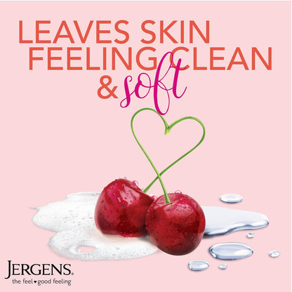 Jergens Softening Cherry Almond Body Wash, Daily Moisturizing Skin Cleanser, Infused with Cherry Almond Oil, pH Balanced, Paraben Free, Dye Free, Dermatologist Tested, 22 oz (Packaging May Vary