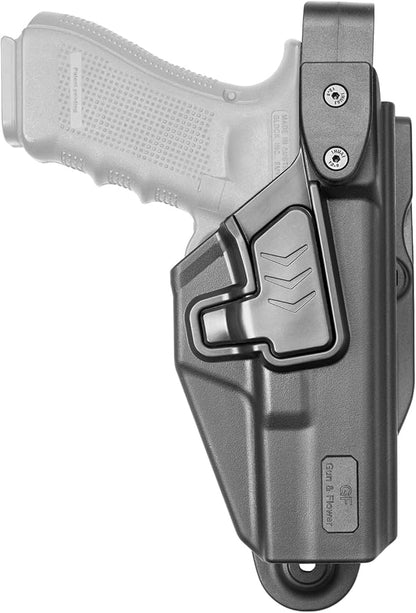 Level II/Level III Retention Duty Holster, Compatible with Glock 17/19/31/32(Gen 1-5), G22/ 23(Gen 1-4), G19X 44 45. Duty Belt Accessories Holster. Law Enforcement Duty Holster. Level Options.