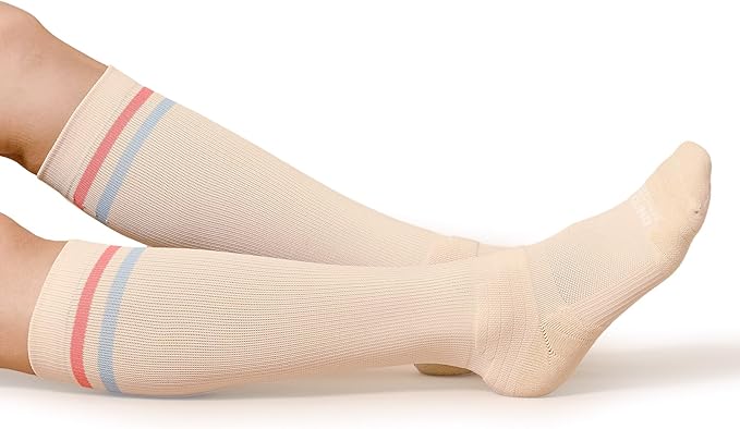 Compression Comfort Socks 1 Pairs Cushioned Athletic Knee Socks 15-20 mmHg with Arch Support