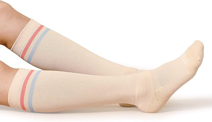 Compression Comfort Socks 1 Pairs Cushioned Athletic Knee Socks 15-20 mmHg with Arch Support