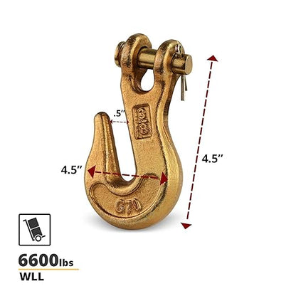 DC Cargo G70 3/8 Chain Hook (Pack of 4) – Heavy Duty Clevis Grab Hook for 3/8 Inch Grade 70 Chain - for Trailer Truck Transport - 6,600 lbs