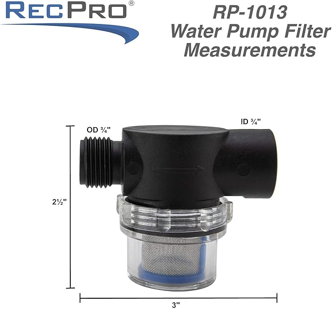 RecPro RV Replacement Water Pump Strainer  12 Twist-On Pipe Strainer  Compatible with WFCO and Shurflo Pumps (RecPro)