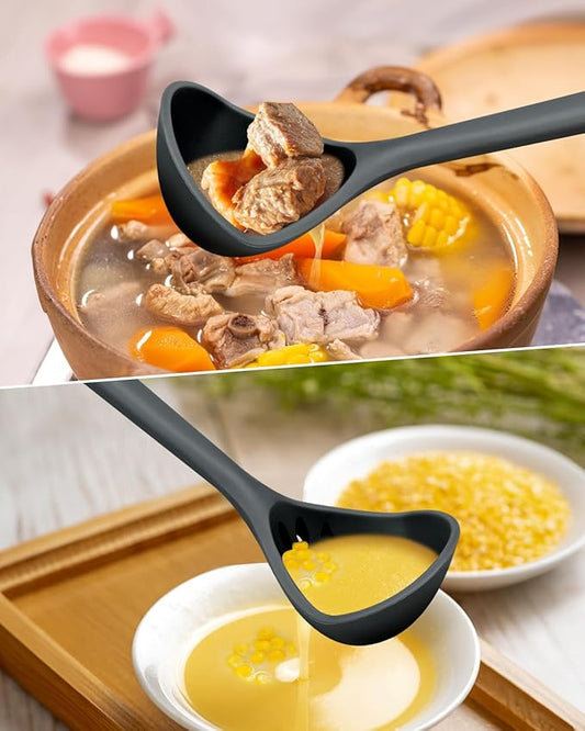 Large Silicone Soup Spoon Non-Stick Cookware with High Heat Resistance BPA Free Perfect Cooking Tools Cooking Stirring Serving Soups 13.2 Inch
